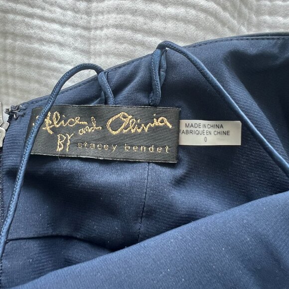 Alice and Olivia Navy Gown with Full Skirt and Slit, Size 0 - Picture 6 of 6